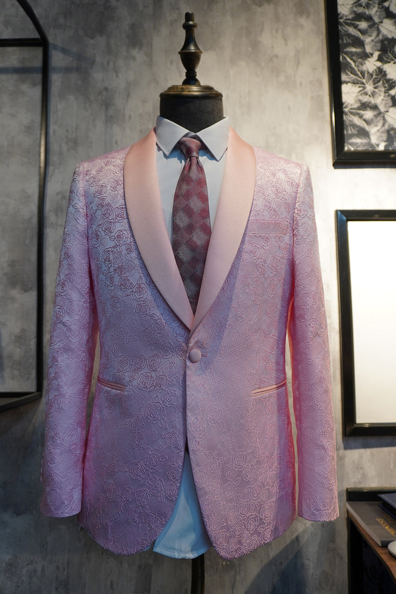 Load image into Gallery viewer, Sjal Lapel Pink Sequins Prom Blazer for menn