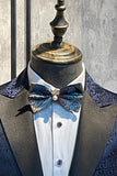 Mørkeblå Peak Lapel Prom Blazer for menn