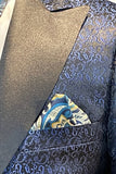 Mørkeblå Peak Lapel Prom Blazer for menn