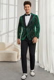 Mørkegrønn Peak Lapel Prom Blazer for menn