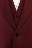 Burgund Peak Lapel 3 Piece Menns Prom Drakter