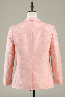 Lys rosa jacquard 2-delt sjal jawl lapel en knapp prom dresser