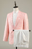 Load image into Gallery viewer, Lys rosa jacquard 2-delt sjal jawl lapel en knapp prom dresser