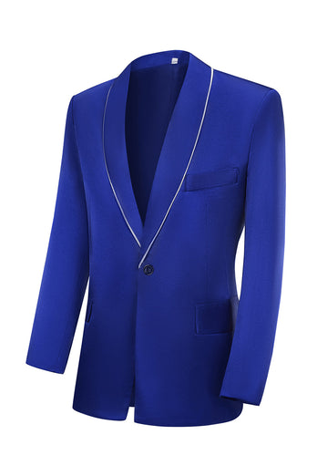 Royal Blue 3-delt sjal jakkesjakke med én knapp balldrakter