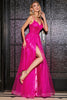 Load image into Gallery viewer, Hot Pink A-Line Spaghetti stropper Long Corset Prom Dress med Slit
