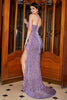 Load image into Gallery viewer, Mermaid Light Purple Sparkly Sequins Prom Dress med Slit
