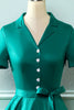 Load image into Gallery viewer, Army Green V Neck 1950-tallet Kjole med Bowknot