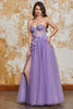 Load image into Gallery viewer, A-Line Spaghetti stropper lilla korsett Prom kjole med 3D blomster