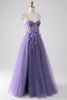 Load image into Gallery viewer, Lilla A-Line Spaghetti stropper Korsett Prom kjole med 3D blomster