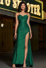Load image into Gallery viewer, Stilig Mermaid Spaghetti stropper Mørkegrønn korsett Prom kjole med delt front