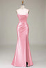 Load image into Gallery viewer, Mørkegrønn havfrue spaghetti stropper korsett Prom kjole med delt front