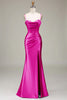 Load image into Gallery viewer, Mørkegrønn havfrue spaghetti stropper korsett Prom kjole med delt front