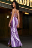 Load image into Gallery viewer, Stilig Mermaid Spaghetti stropper Lilla korsett Prom kjole med Split Front