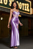 Load image into Gallery viewer, Stilig Mermaid Spaghetti stropper Lilla korsett Prom kjole med Split Front