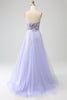 Load image into Gallery viewer, Lavendel A Line Tylle Korsett Prom kjole med Slit