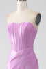 Load image into Gallery viewer, Stroppeløs lilla havfrue korsett Prom kjole med plissert