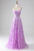 Load image into Gallery viewer, Lilla A-Line stroppeløs korsett Prom kjole med applikasjoner