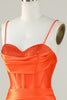 Load image into Gallery viewer, Oransje havfrue spaghetti stropper lang korsett ballkjole med spalt