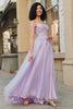 Load image into Gallery viewer, Nydelig en linje av skulderen lilla korsett Prom kjole med applikasjoner