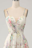 A-Line Flower Trykt Ivory Prom Dress med Slit