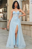 Load image into Gallery viewer, Sjarmerende A Line Sweetheart Blue Corset Prom kjole med Beading Slit