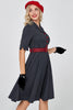 Load image into Gallery viewer, Navy Gingham Vintage 1950-talls kjole med ermer