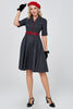 Load image into Gallery viewer, Navy Gingham Vintage 1950-talls kjole med ermer