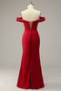 Load image into Gallery viewer, Havfrue av skulderen Burgunder Plus Size Prom kjole med Split Front