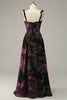 Load image into Gallery viewer, En linje Spaghetti stropper Black Mixed Flower Plus Size Prom kjoler
