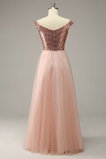 En linje av skulderen Blush Plus Size Prom kjole