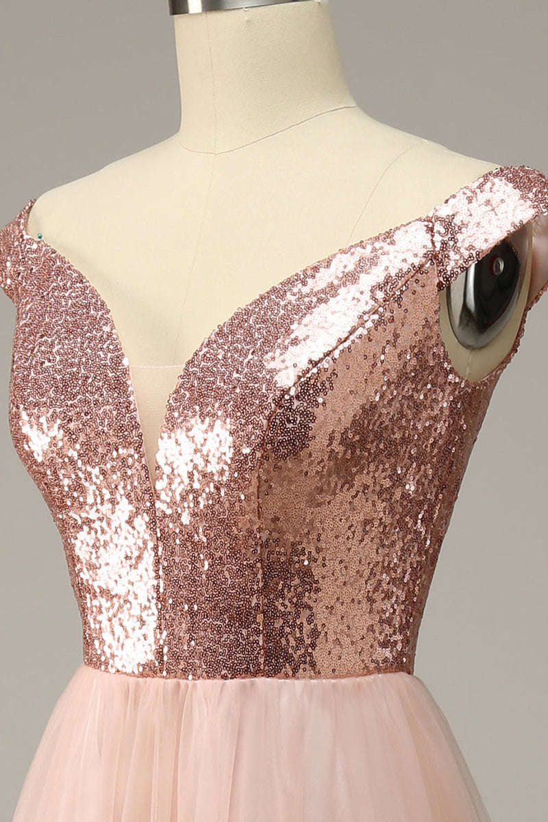 Load image into Gallery viewer, En linje av skulderen Blush Plus Size Prom kjole