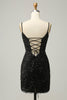 Load image into Gallery viewer, Sparkly Black Corset Sequins Tight Homecoming Dress med blonder