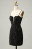 Load image into Gallery viewer, Sparkly Black Corset Sequins Tight Homecoming Dress med blonder