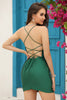 Load image into Gallery viewer, Sparkly Dark Green Beaded Tight Homecoming Dress med blonder