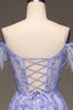 Load image into Gallery viewer, A-Line Cold Shoulder Lilac Corset Prom Kjole med Appliques
