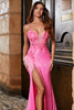 Load image into Gallery viewer, Rosa Spaghetti stropper Glitter Sequin Mermaid Prom kjole med Slit