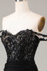 Load image into Gallery viewer, Av skulderen svart glitrende havfrue prom kjole