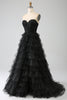 Load image into Gallery viewer, Glitter Sweetheart Black Corset Prom kjole med Slit