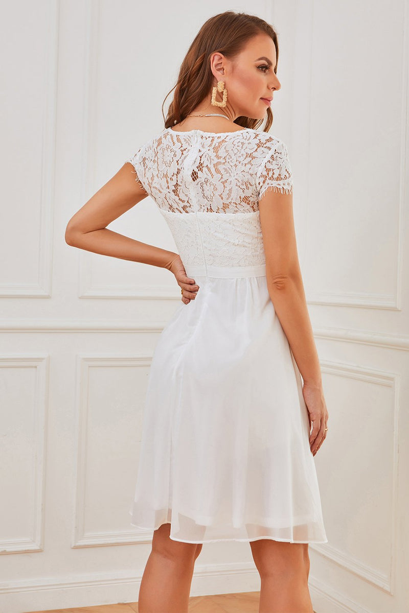 Load image into Gallery viewer, hvit blonder fest kjole med ruffles