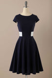 Navy Scoop 1950-tallet kjole med volanger