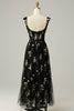 Load image into Gallery viewer, A Line Sweetheart Black Long Prom Dress med broderi