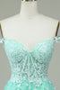 Load image into Gallery viewer, Cute A Line Spaghetti stropper Mint Short Homecoming kjole med Appliques