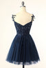 Load image into Gallery viewer, A Line Spaghetti stropper Grå Short Homecoming Dress med Appliques