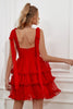 Load image into Gallery viewer, rød tiered kort hjemkomst kjole med buer