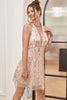 Load image into Gallery viewer, rødme paljett frynser halter homecoming kjole