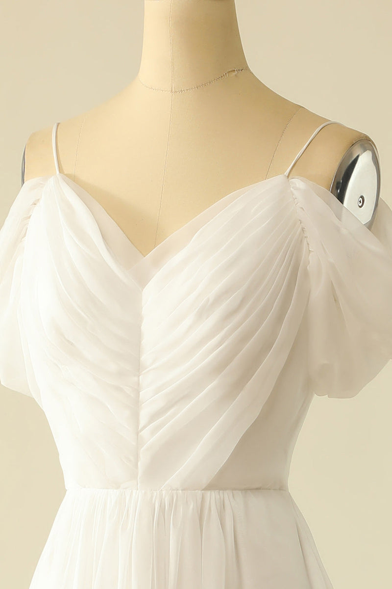 Load image into Gallery viewer, hvit av skulderen tyll brudekjole