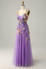 Load image into Gallery viewer, En linje lilla spaghetti stropper prom kjole med 3D-blomster