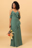 Load image into Gallery viewer, Eukalyptus spaghetti stropper lang brudepike kjole med volanger
