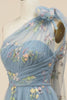Load image into Gallery viewer, A-line grå blå lang ballkjole med broderi