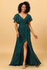Load image into Gallery viewer, Uthulet Chiffon Green brudepike kjole med ruffles ermer